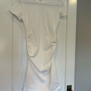 Elegant White Ruched Dress